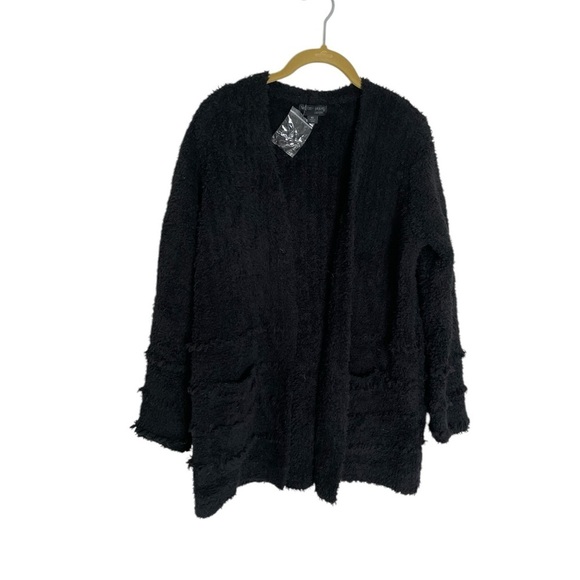 Barefoot Dreams Black Soft Fringe Trim Cardigan XS NWOT - Picture 1 of 6